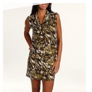 Michael Kors women’s camo green print jersey mini dress sleeveless cowl neck Med